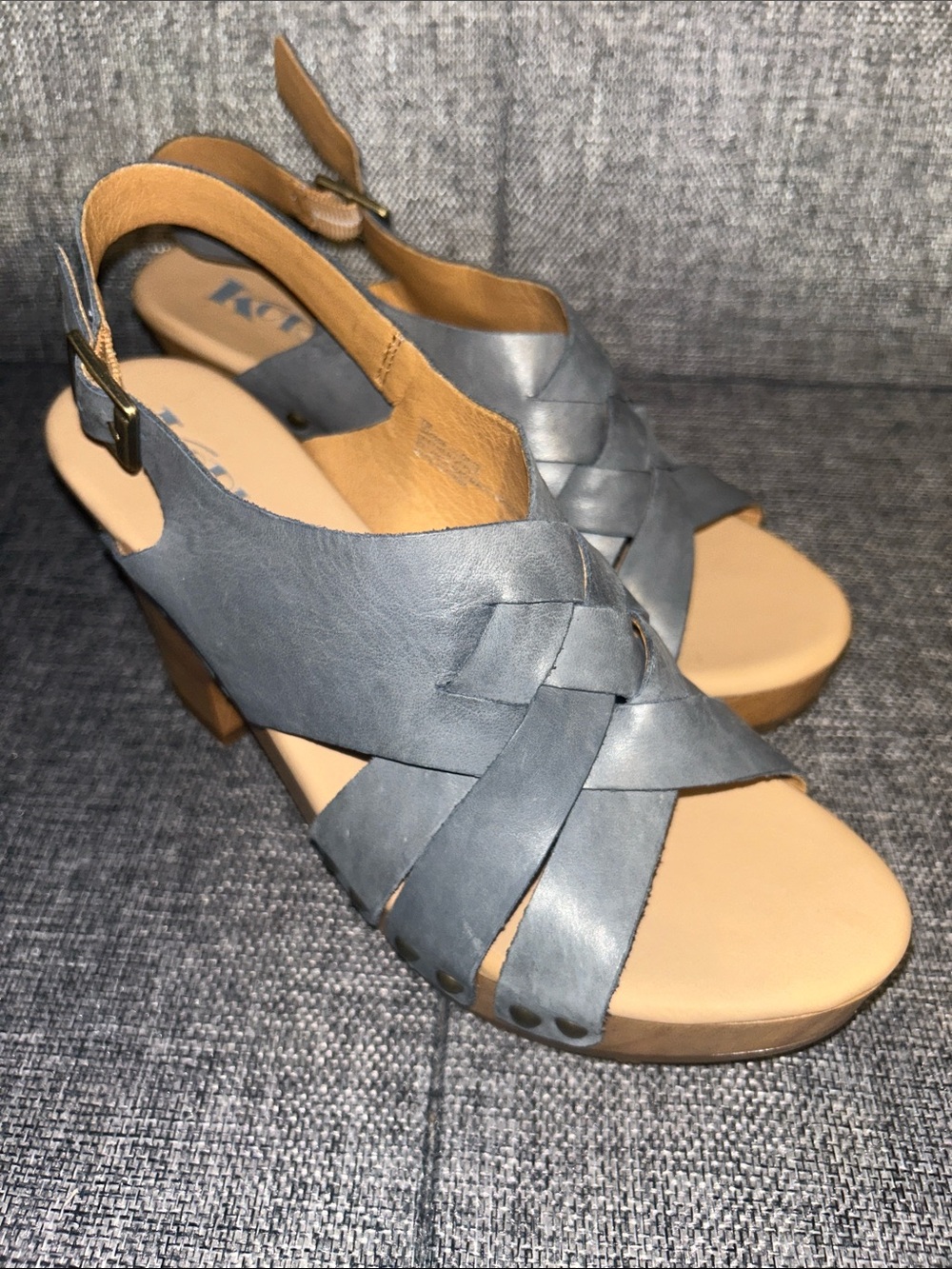 NEW - Kork-Ease Woven Slingback Clogs in Slate Blue